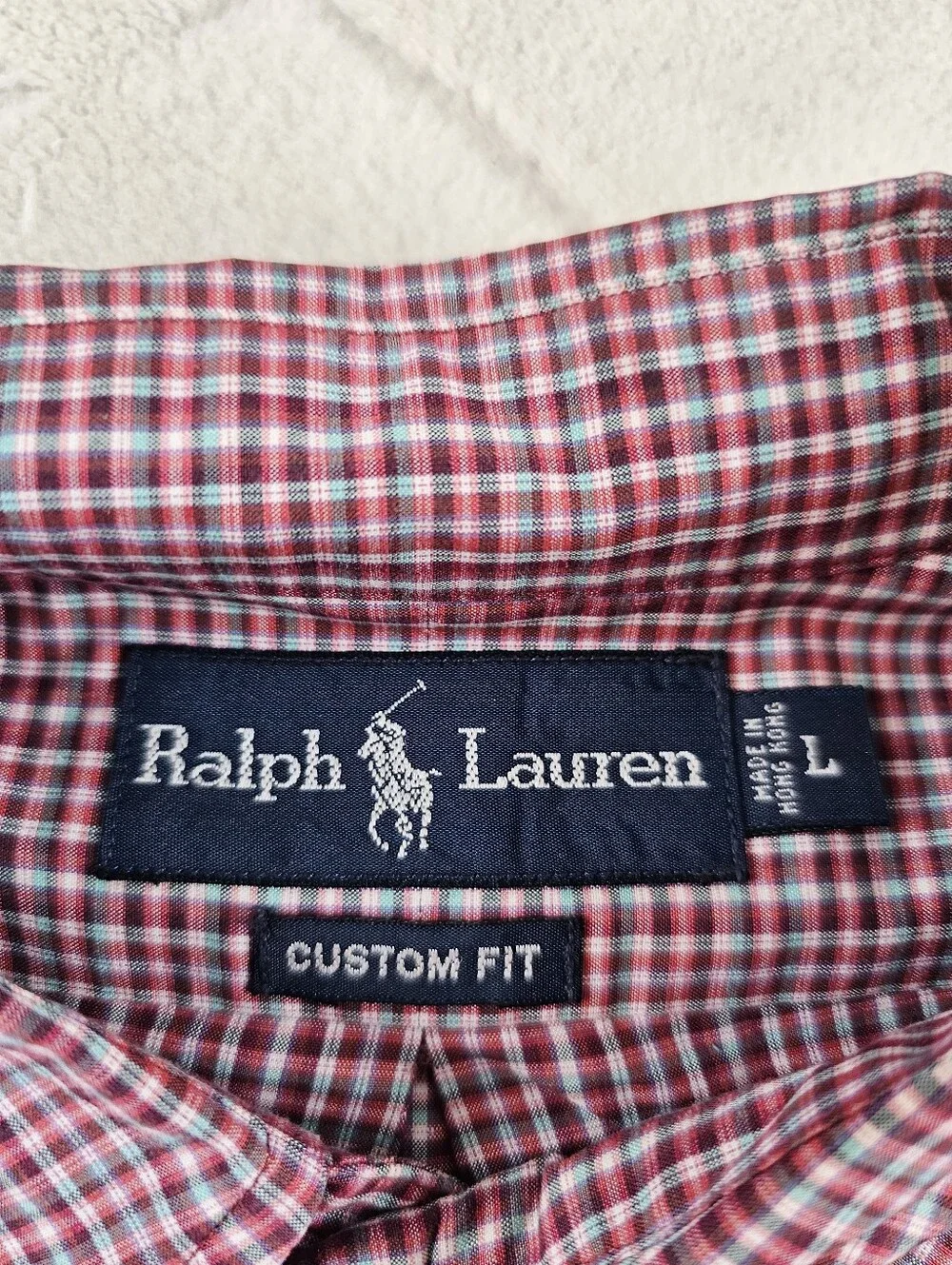 Polo Ralph Lauren Oxford Button Up Shirt Mens Large Plaid Red Long Sleeve Preppy